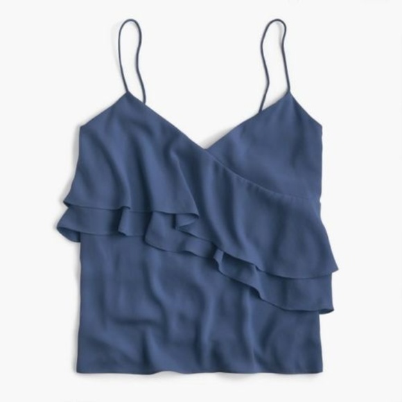 J. Crew Tops - New J. Crew Drapey Ruffle Cami 8 Cool Shadow Blue